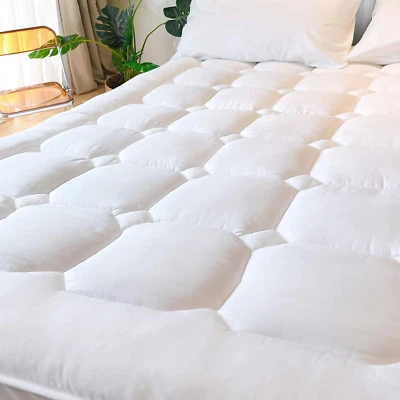 Queen Size Mattress Pad Cooling Rayon from Bamboo, Quilted Fitted Mattress Prote - Imagem 1 de 4