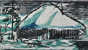 Adolf Brunner (1905-1975) Russische Kate Farbholzschnitt signiert Handabzug - Bild 1 von 3