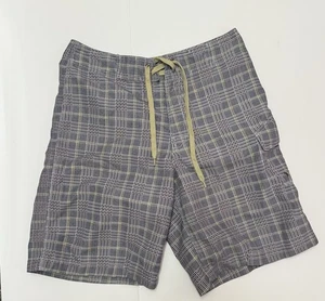 Burton Board Shorts Mens Size S Plaid Unlined Drawstring Tie Quick Dry Beach - Picture 1 of 6
