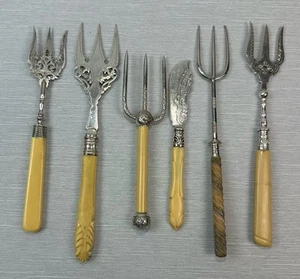 Raro juego de 6 horquillas finas antiguas inglesas de plata esterlina (5) y cuchillo (1) - Imagen 1 de 11