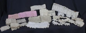 Big Lot Vtg Tatting Trims Crochet Bits Set Ivory Ecru Old Estate Find Handmade - Picture 1 of 13