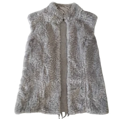 Chaleco tejido de piel sintética gris mercado negro de la Casa Blanca para mujer M capas acogedor elegante Foto 1 de 4