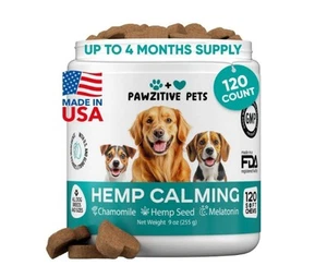 Pawzitive Pets Hemp Calming Chews for Dogs Anxiety Relief Melatonin (120 CT) - Picture 1 of 10
