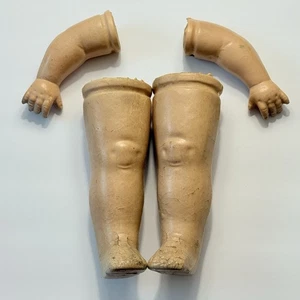 VINTAGE COMPOSITION DOLL BABY ARMS LEGS PARTS MAKING 25 INCH FINGERS TOES - Picture 1 of 20