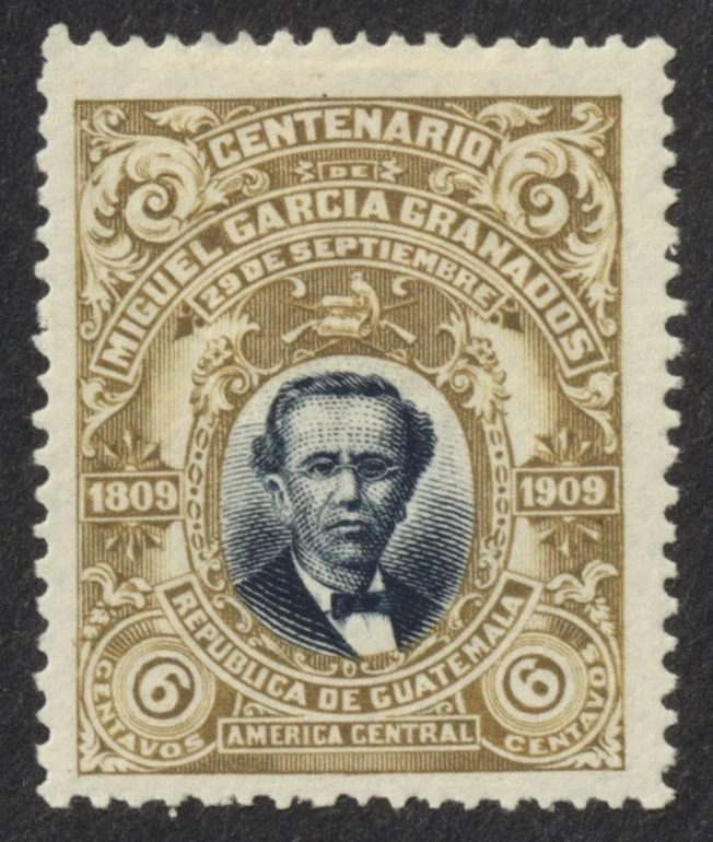 Guatemala #140 Bistre Indigo 6c Miguel García Granados 1910 Sello Como Nuevo LH Foto 1 de 1