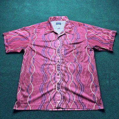 Patagonia Rhythm Button Up Shirt Mens M All Over Print Funky Retro Outdoors - Image 1 of 4