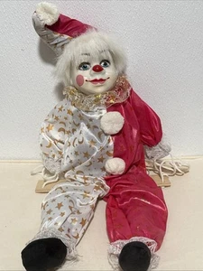 Vintage Clown Marionette Hand-painted Porcelain Face , New In the Box - Picture 1 of 6