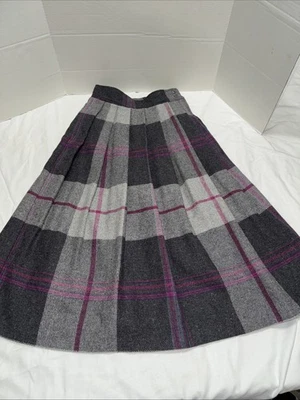 VTG Stonybrook Gray Charcoal Purple Plaid Wool Skirt Size 5/6 School Uniform 80s - Image 1 of 4