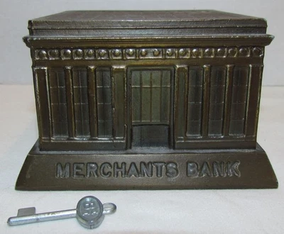 Merchants Bank Allentown, PA Banco de construcción de recuerdos de metal con llave, Banthrico Foto 1 de 4