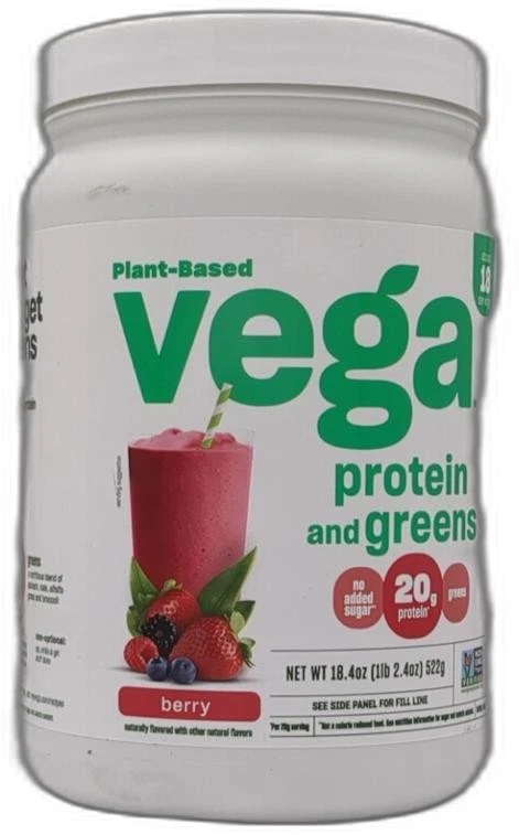 *2025-10-1* Proteína Vega y Verdes Proteína en Polvo, Baya - 20g A Base Vegetal Foto 1 de 4