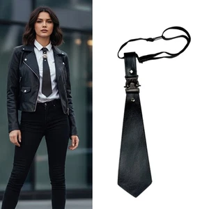 Fashion Tie Metal PU Leather Adjustable Ties Solution Corporate Social Occasion - Picture 1 of 9