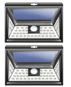 2 Pack 46 LED Solar Power Motion Sensor Wall Light Outdoor Garden Lamp Black - Picture 1 of 11