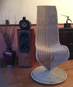 Silla de mimbre beige Marzio Cecchi Italia años 70 - Imagen 1 de 11