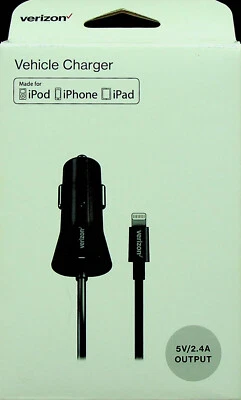 Vehicle Charger w/9 Ft Fixed Coiled Cable for iPod/iPhone/iPad - NIB - Image 1 of 4