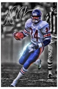 Walter Payton #34 Chicago Bears Football 13x18.75 Canvas Wall Art Poster Print - Picture 1 of 3
