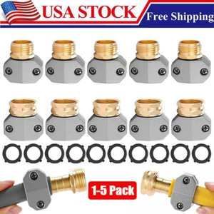 1-5 Sets Aluminum Male&Female Coupling 5/8" 3/4" Garden Hose Repair Fitting Kits - Picture 1 of 15