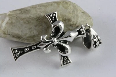 Tempio Cavaliere Croce Templare Gigli Pendente 925 Argento Reale / 495 - Immagine 1 di 4