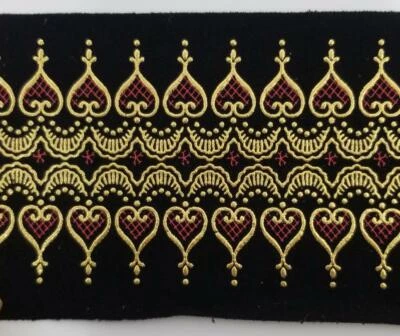 BBTRIMSANDRIBBON 3.5" Faux Suede with Metallic Jacquard Trim - 8 Continuous Yards