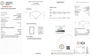 1.01 Cts EMERALD Cut IGI Certified Lab Grown CVD Diamond G Color VS2 Clarity - Picture 1 of 12