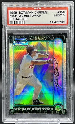 1999 Bowman Chrome Michael Restovich Rookie Card PSA 9 MINT  Twins Refractor RC - Image 1 of 3
