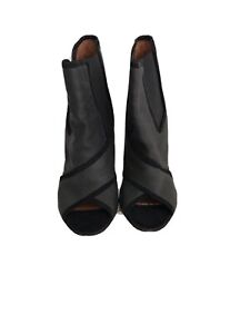 GIVENCHY  OVER ANKLE PEEP OPEN TOE STACKED BLOCKED HEEL SLIP ON BOOTIES SZ 38