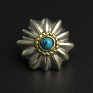 14mm Flower Concho Synthetic Stone Center Screw Back - Picture 1 of 3