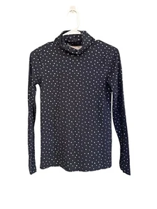 J Crew Blue and White Polka Dot Long Sleeve Turtleneck Shirt Size Womens XS - Picture 1 of 9