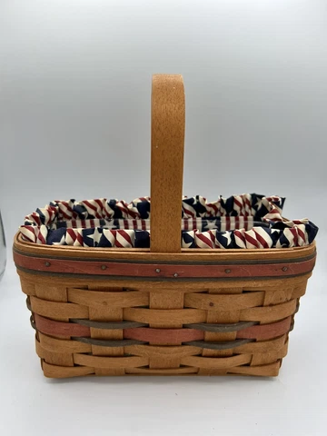 Longaberger 1994 All American USA Red White Blue Basket with Fabric Liner Cover