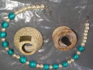Vintage Pearl Colored Necklace Blue & Pearl Beads Gift Jewelry - Picture 1 of 2