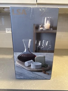 New In Box LSA International Wine Carafe and Oak Cheese Board Handmade Glass - Picture 1 of 8