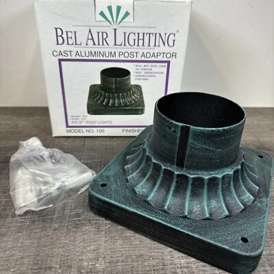 Bel Air Lighting Aluminio Fundido Verde Adaptador de Poste Base de Montaje de Muelle Cuadrada Foto 1 de 4