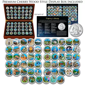 COLORIZED America the Beautiful Parks Quarter 56-Coin FULL SET with Wood Box - Picture 1 of 3