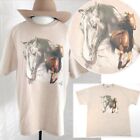 Vintage Y2k Tan Horse T-shirt Gallopujący ogier Western Cowgirl Uniwersalny XL