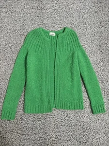 Womens VTG Mantessa Sz Small Italy Cardigan Sweater Lime Green Open Front SeePic - Picture 1 of 11