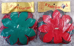Vintage Felt Garlands Poinsettia Accordion 18 feet Red Green Christmas Japan - Picture 1 of 8