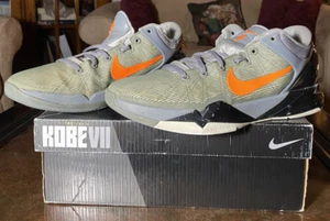 Nike Zoom Kobe VII 7 System Wolf Grey Orange Clay Green Black Mens Size 10 Shoes - Picture 1 of 8