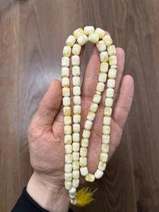 White Natural Baltic Amber 38g. Islamic Prayer Rosary 8.5 mm. 66 Beads Tesbih - Picture 1 of 24