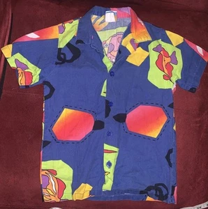 Vintage 80s West Express Button Down Short Sleeve Hawaiian Coral Fish Colorful 6 - Picture 1 of 11