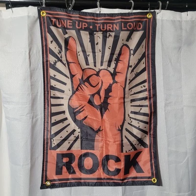 Tune Up Turn Loud Rock-- "ROCK ON" Banner 33.5"x23" - Image 1 of 4