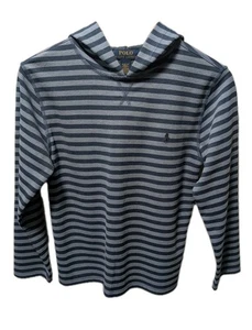 Polo Ralph Lauren Boys Blue Striped Waffle Knit Hoodie Size M 10-12 EUC - Picture 1 of 6