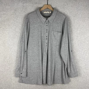 Soft Surroundings Shirt Womens 2X Gray Fleece Popover Cozy Soft Long Sleeve - Picture 1 of 9