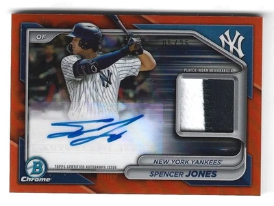 Spencer Jones 2024 Bowman Chrome Auto Relic Patch Orange Refractor /25 - Image 1 of 2
