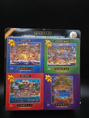 Juego de 4 mini rompecabezas de madera DOWDLE Beaches 250 piezas cada uno con bandeja de montaje-NUEVO EN CAJA Foto 1 de 4