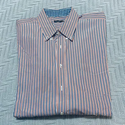 J McLaughlin red and blue striped button down - Image 1 of 4