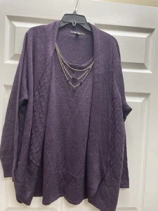 Briggs Cardigan Donna Elegante Viola 2X Con Collana Rimovibile Pit 28 29L Euc - Foto 1 di 6