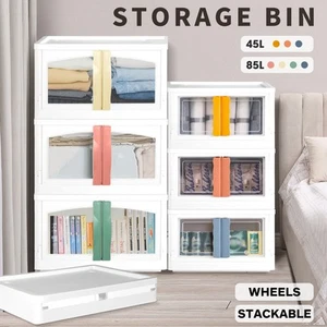 Storage Containers Box Stackable Toy Food Organiser Large Foldable Lid 45/85L - Picture 1 of 95