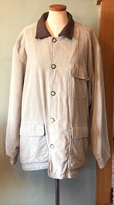 Structure Chore Work Jacket Mens XL  Light Tan Corduroy Leather Collar VTG - Image 1 of 4