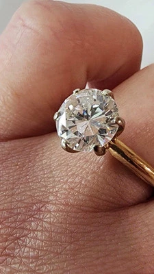 1.92 Ct K I1 Round Brilliant-Cut NATURAL DIAMOND Solitaire Engagement Ring  - Image 1 of 4