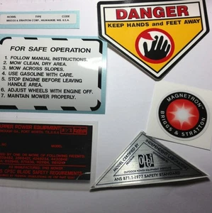 Juego de calcomanías para cortacéspedes Pargo 1981 en adelante Fuqua 6 en total para Briggs y Snapper - Imagen 1 de 1