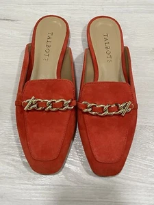 Talbots Stella Chain Suede Mule Orange Women 5.5 EUC - Picture 1 of 17